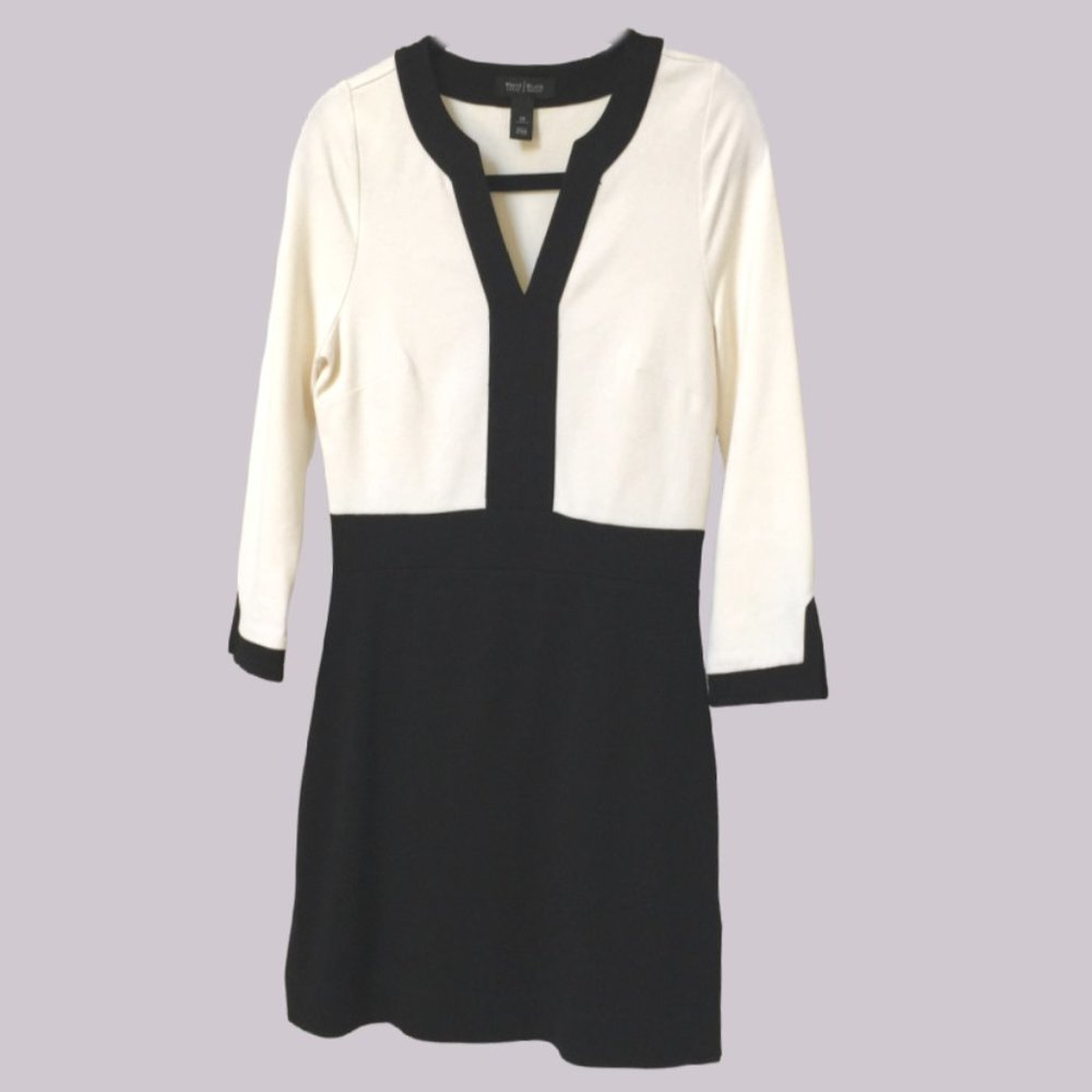3/$25   WHBM Black and Ivory Long Sleeved Dress XS